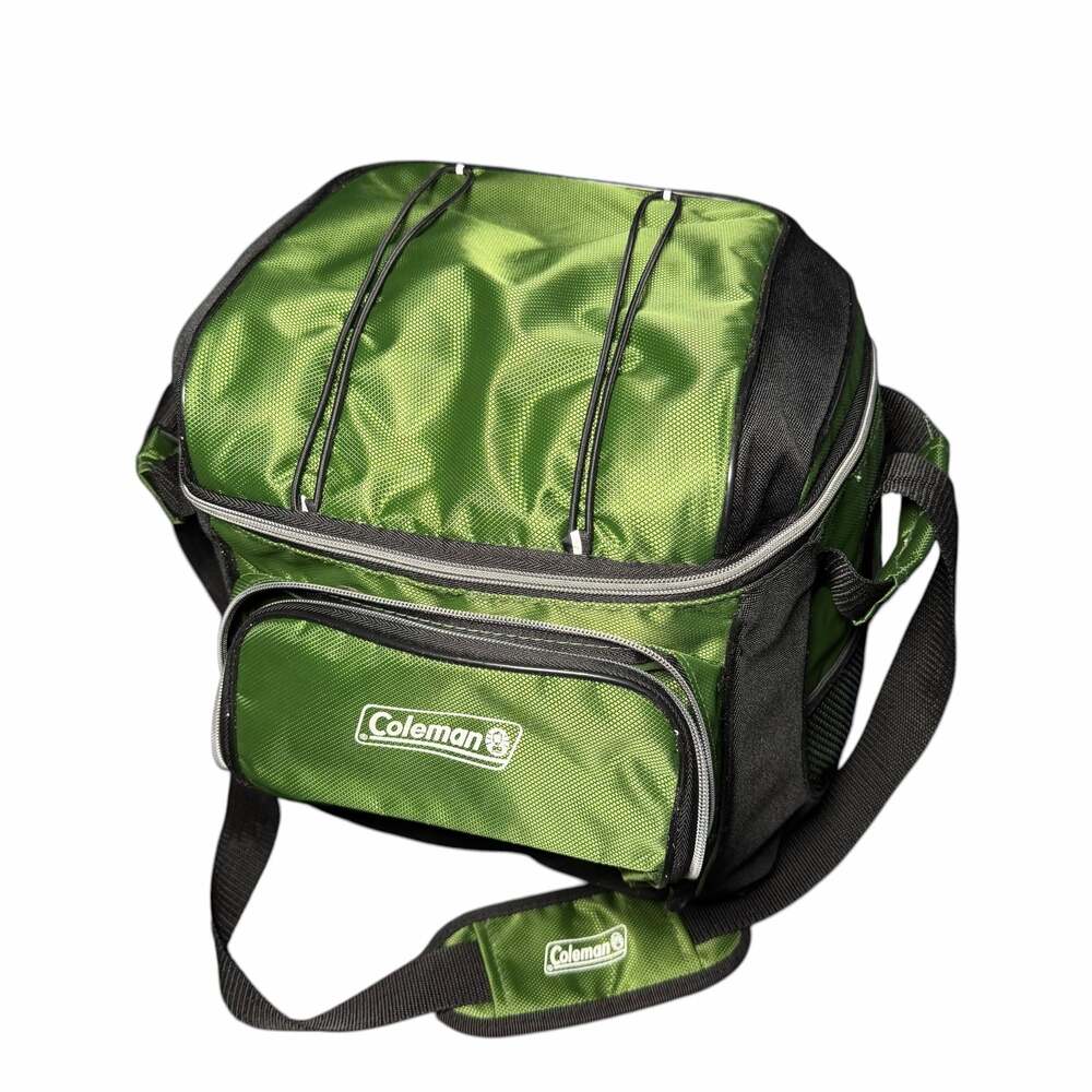 Coleman Green Soft-Sided Insulated Cooler Lunch Bag with Bungee Cord